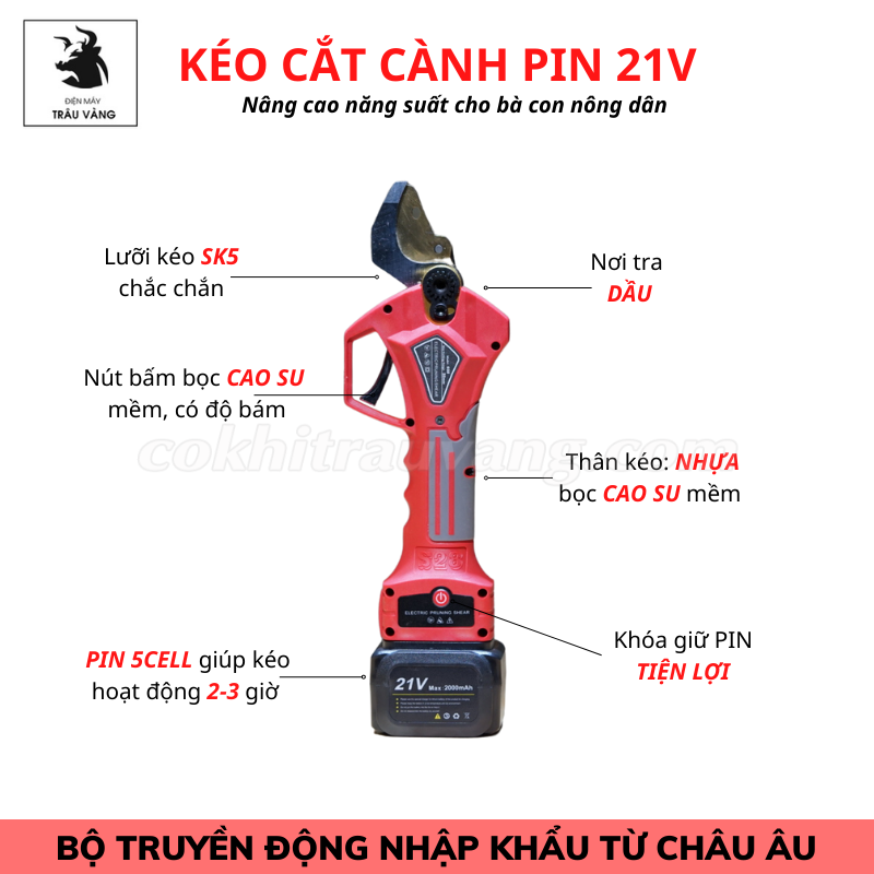 kéo cắt cành pin 21V