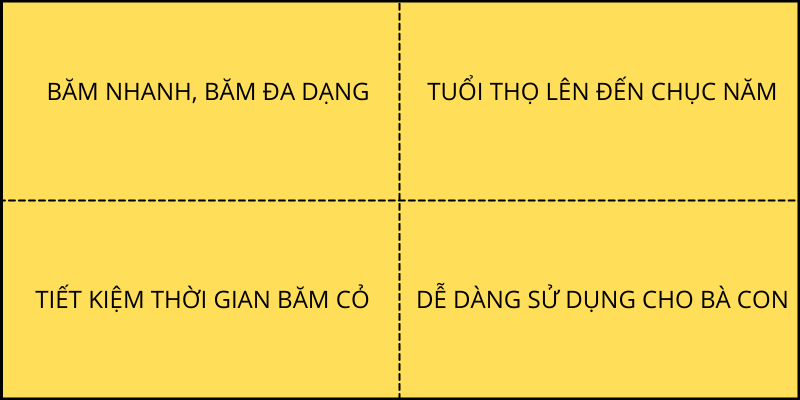 TÍNH NĂNG NỔI BẬT CỦA MÁY BĂM CỎ