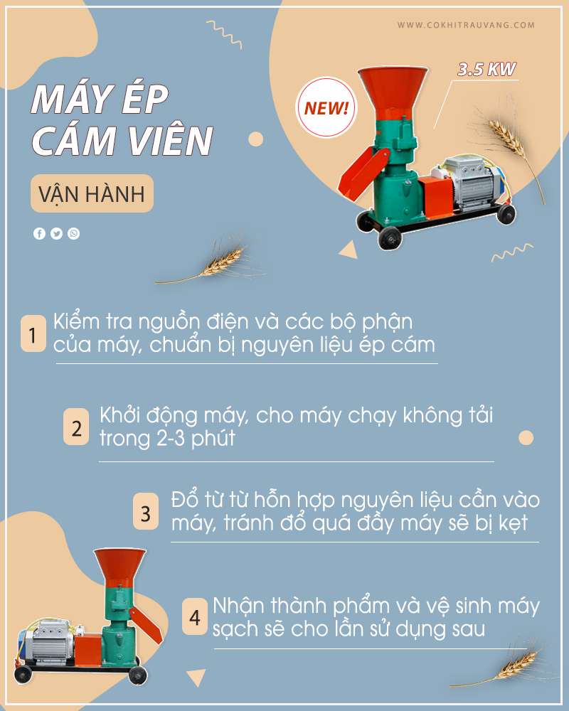 vận hành máy ép cám viên mini