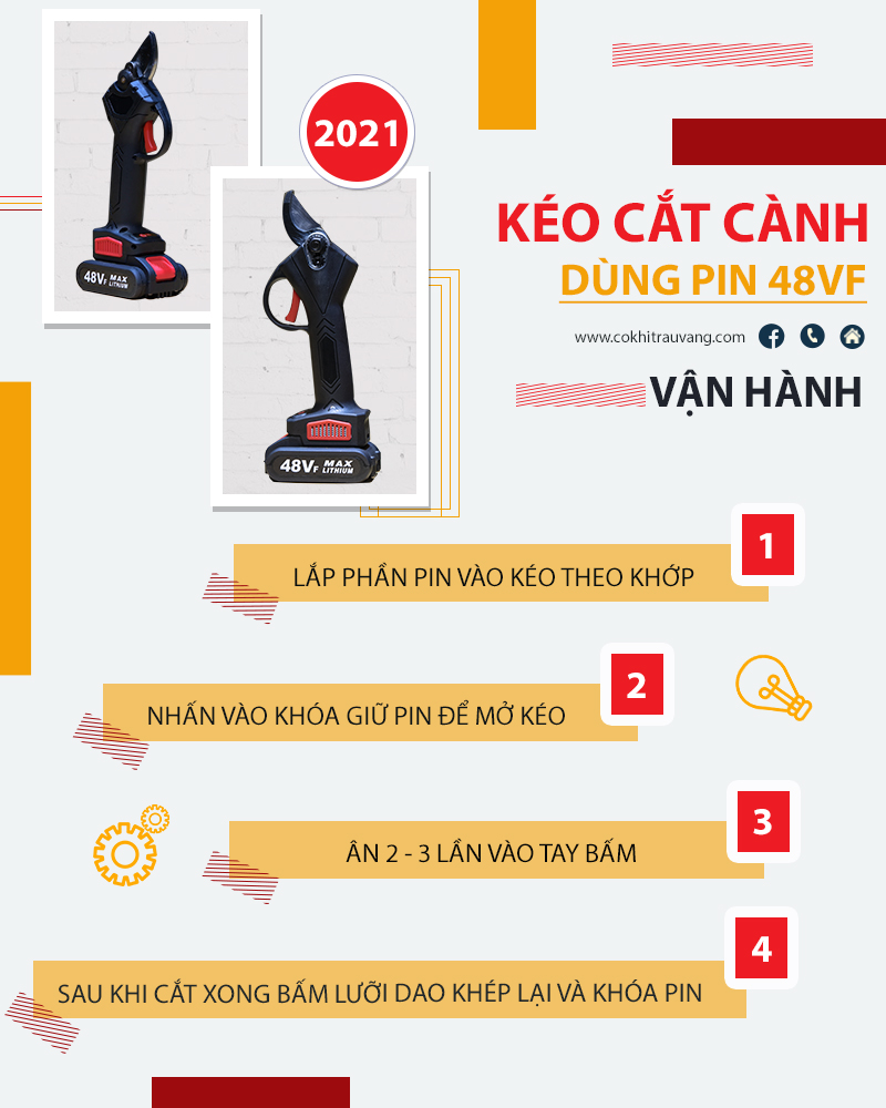 kéo cắt tỉa cành pin