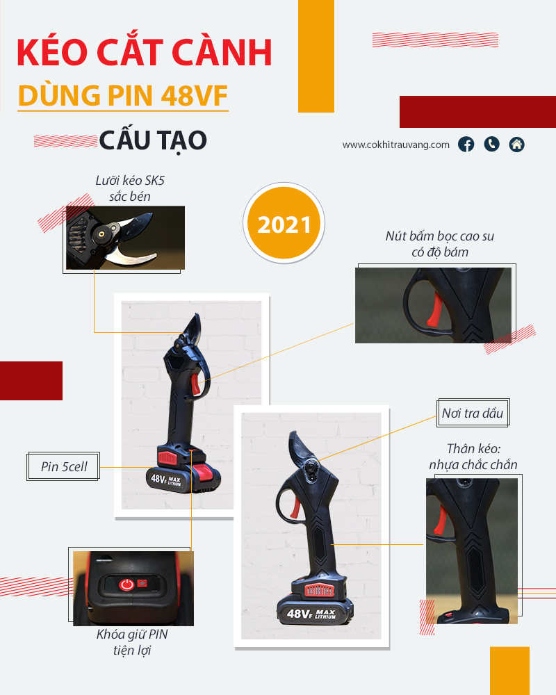 kéo cắt tỉa cành pin