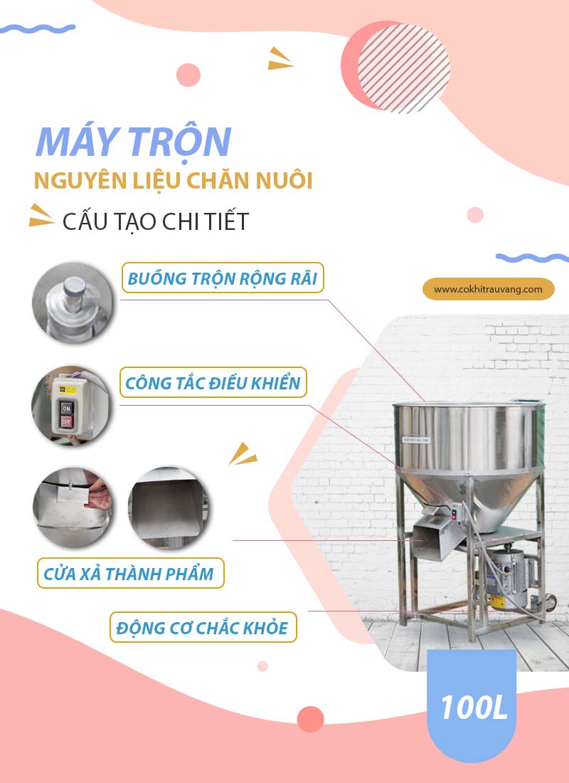 Cấu tạo máy trộn nguyên liệu 