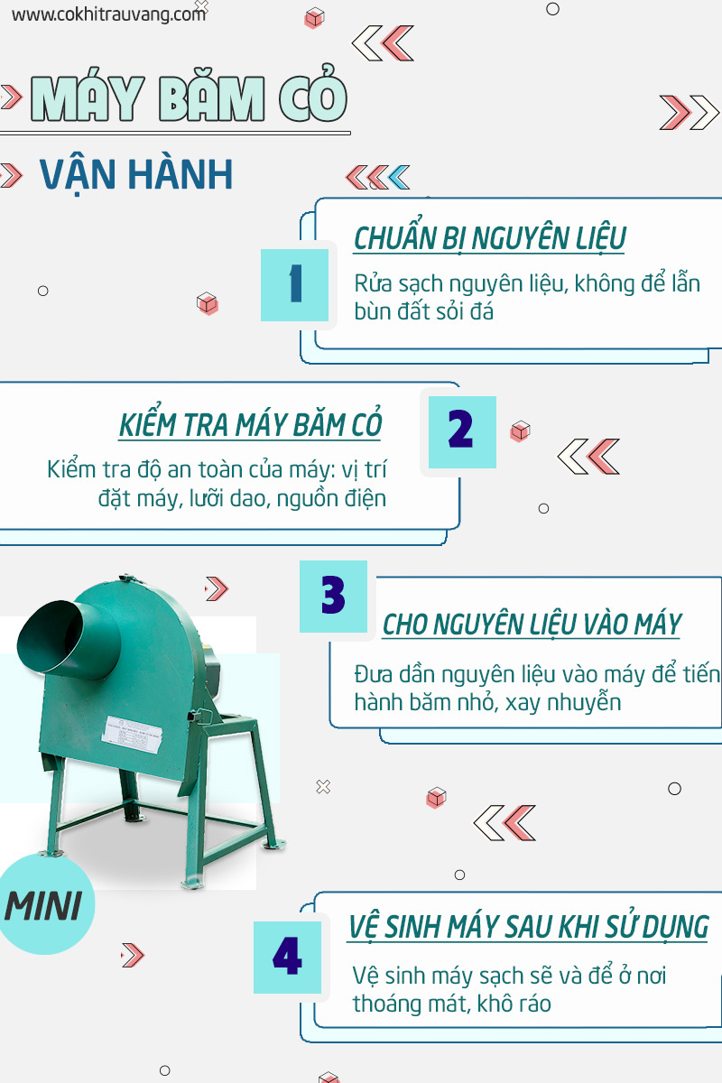 vận hành máy băm cỏ cho bò