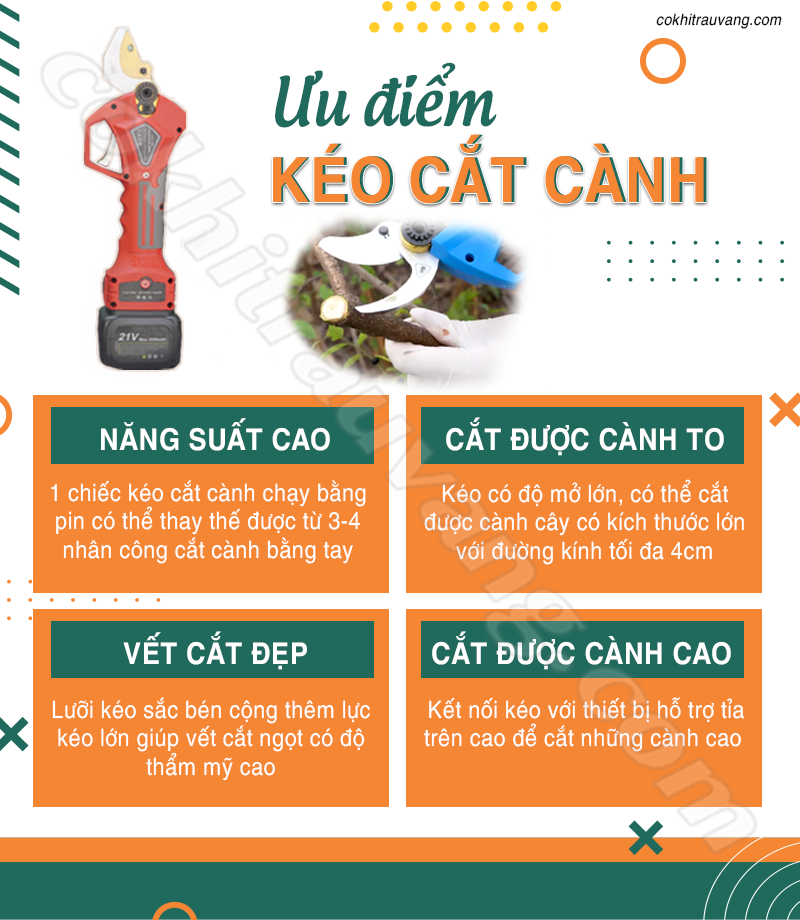 Kéo cắt cành dùng pin