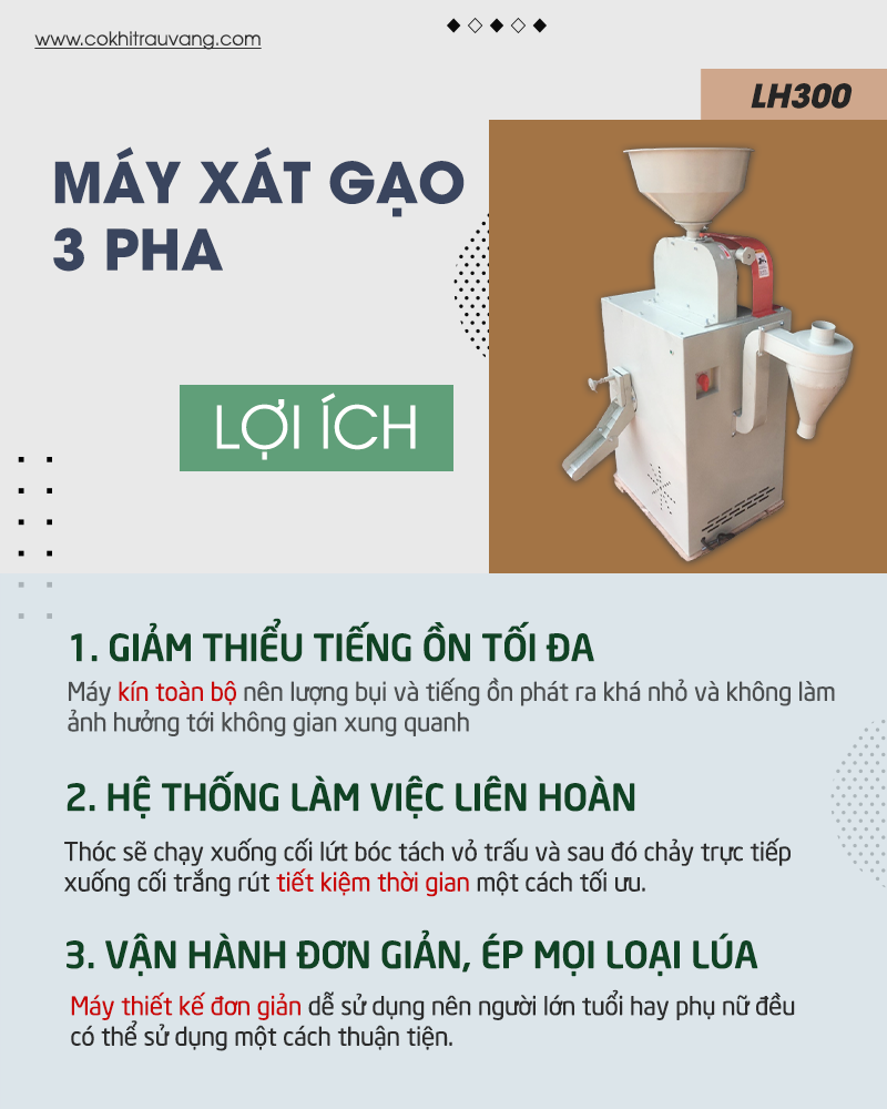 Máy xát gạo 3 pha