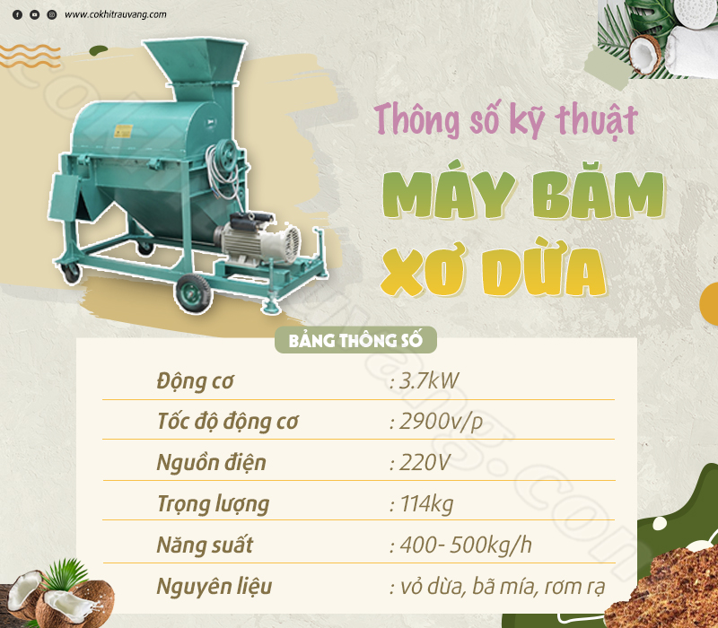 Máy nghiền xơ dừa 3,7kW