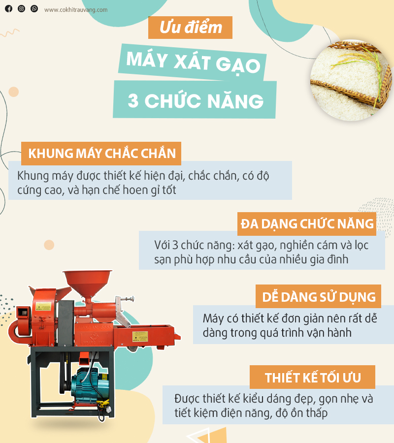 máy xát gạo 3 chức năng