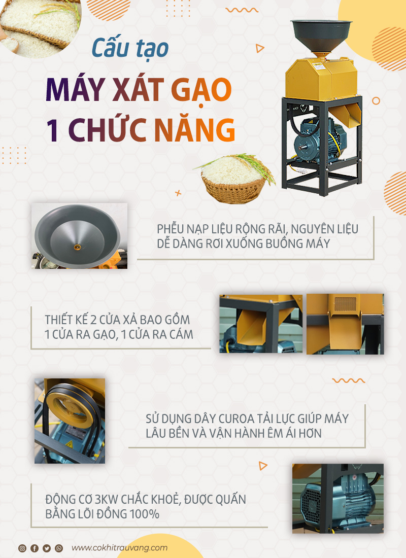 máy chà gạo 1 chức năng