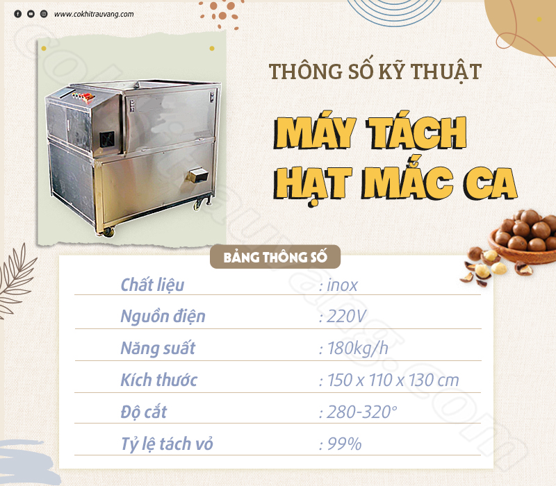 máy tách hạt mắc ca